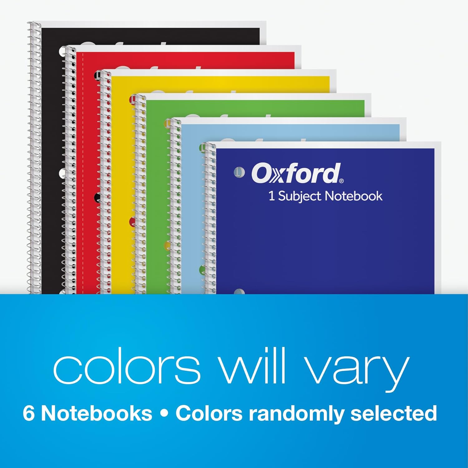 Oxford Spiral Notebook, 6 Pack, 1 Subject, Wide Ruled Paper, Notebooks for School, 8 x 10.5 Inches, 70 Sheets, Assorted Colors, Back to School Supplies (65010) - Image 6