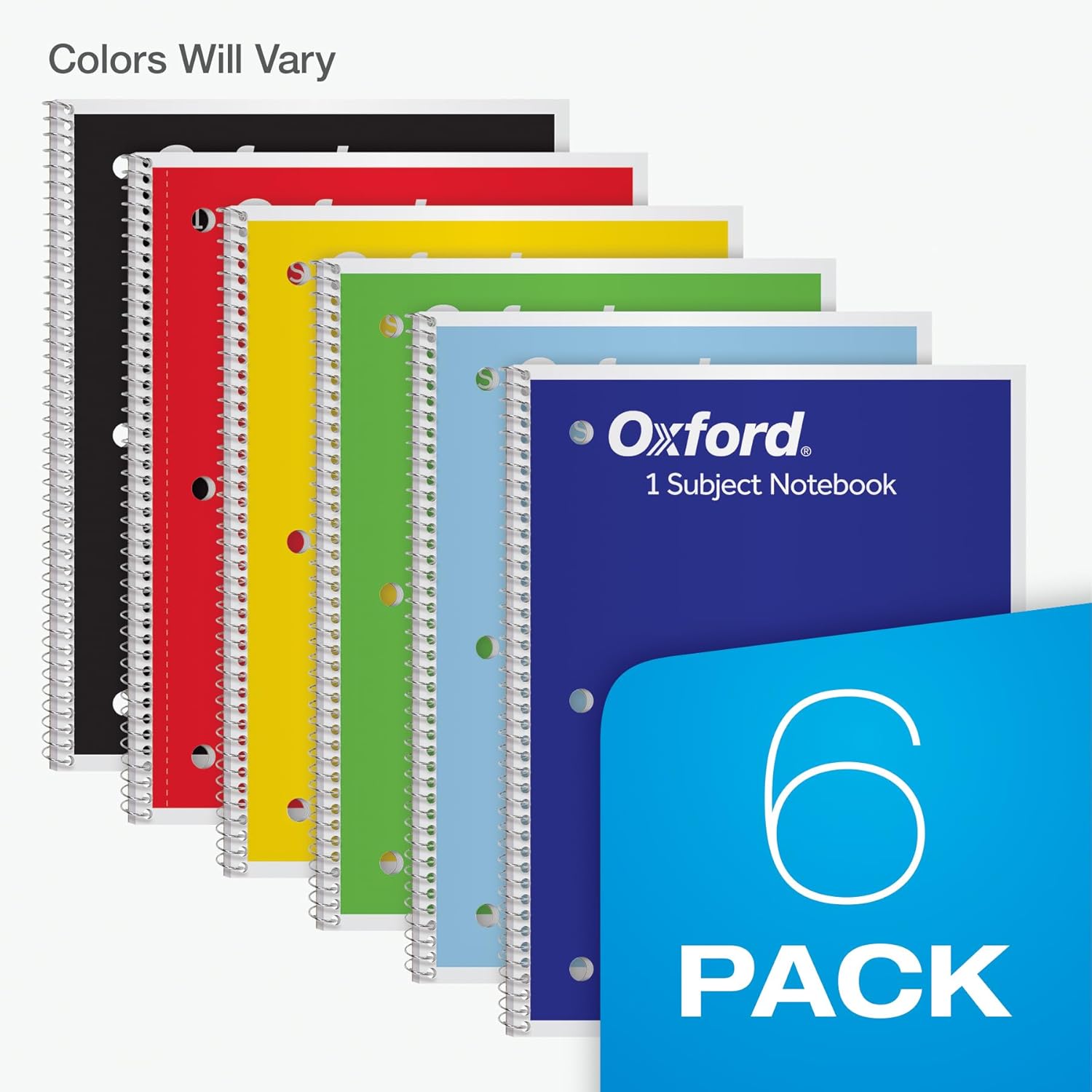Oxford Spiral Notebook, 6 Pack, 1 Subject, Wide Ruled Paper, Notebooks for School, 8 x 10.5 Inches, 70 Sheets, Assorted Colors, Back to School Supplies (65010) - Image 7
