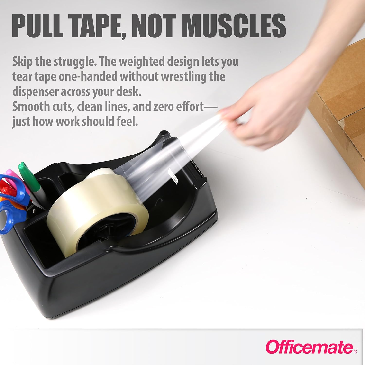 Officemate Recycled 2-in-1 Heavy Duty Tape Dispenser, 1" and 3" Cores, Black (96690) - Image 6